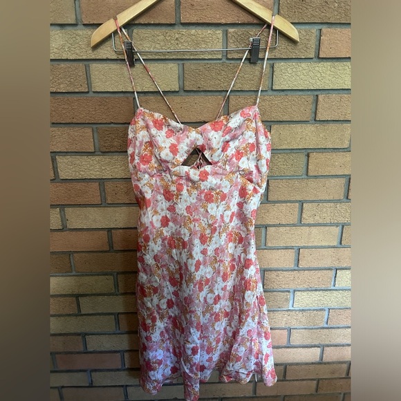 NWT MON RENN Hillside Floral Mini Dress Strappy Pink Size Large/12 - Picture 3 of 6